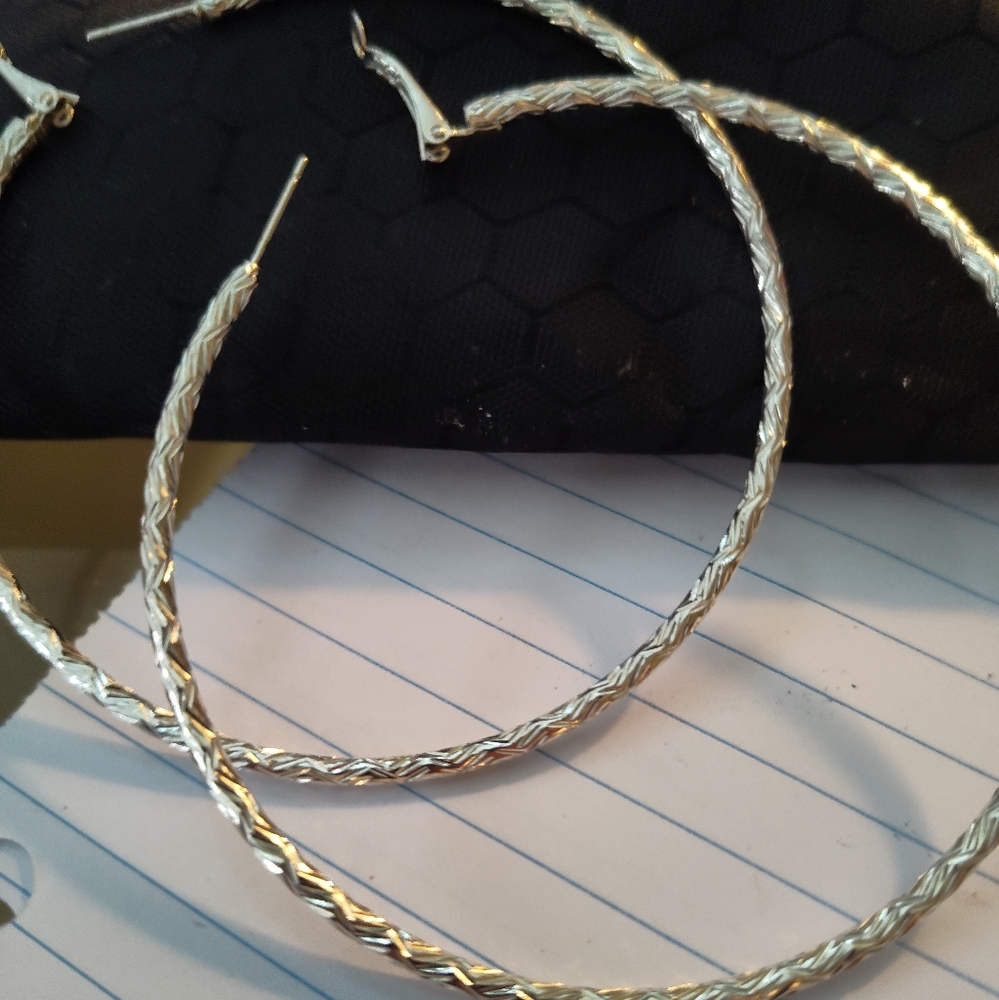 Large diamond cut hoops